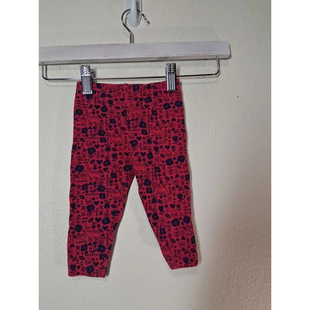 Carter's Leggings Dinosaur Floral Boho Casual Pink Baby Girls Size 3-6 Months